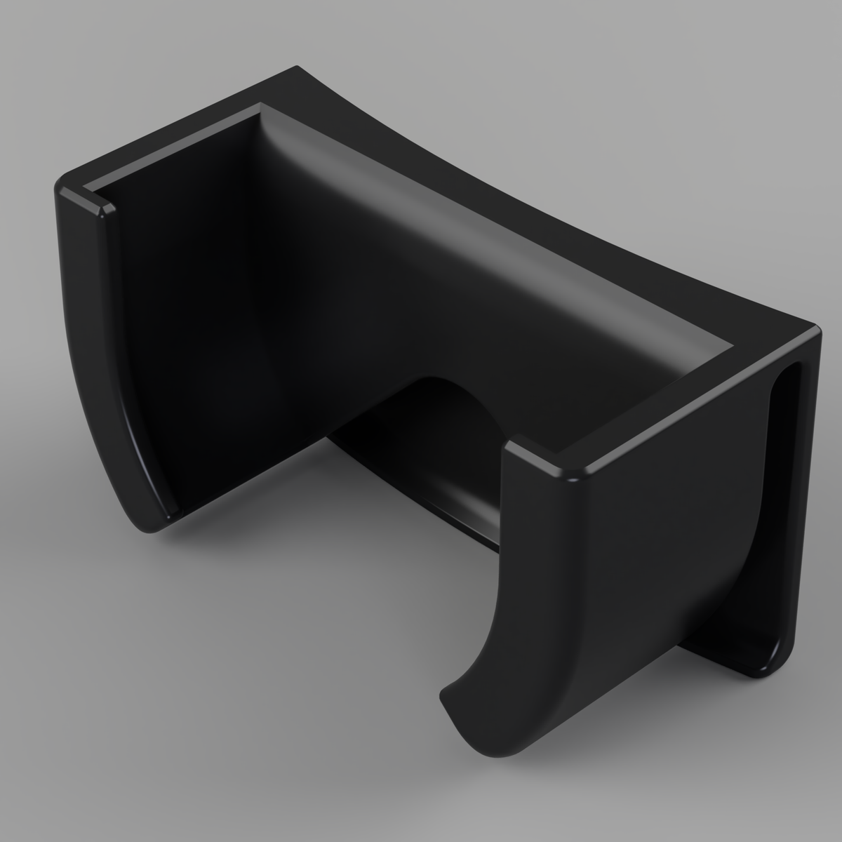 Black pouch holster with an open slot for a nicotine pouch can and a belt clip on the back