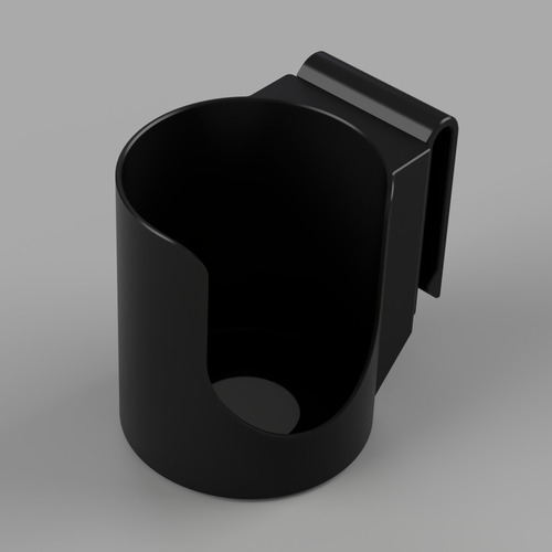 Black can holster sized for a standard 12 oz can, with a belt clip on the back